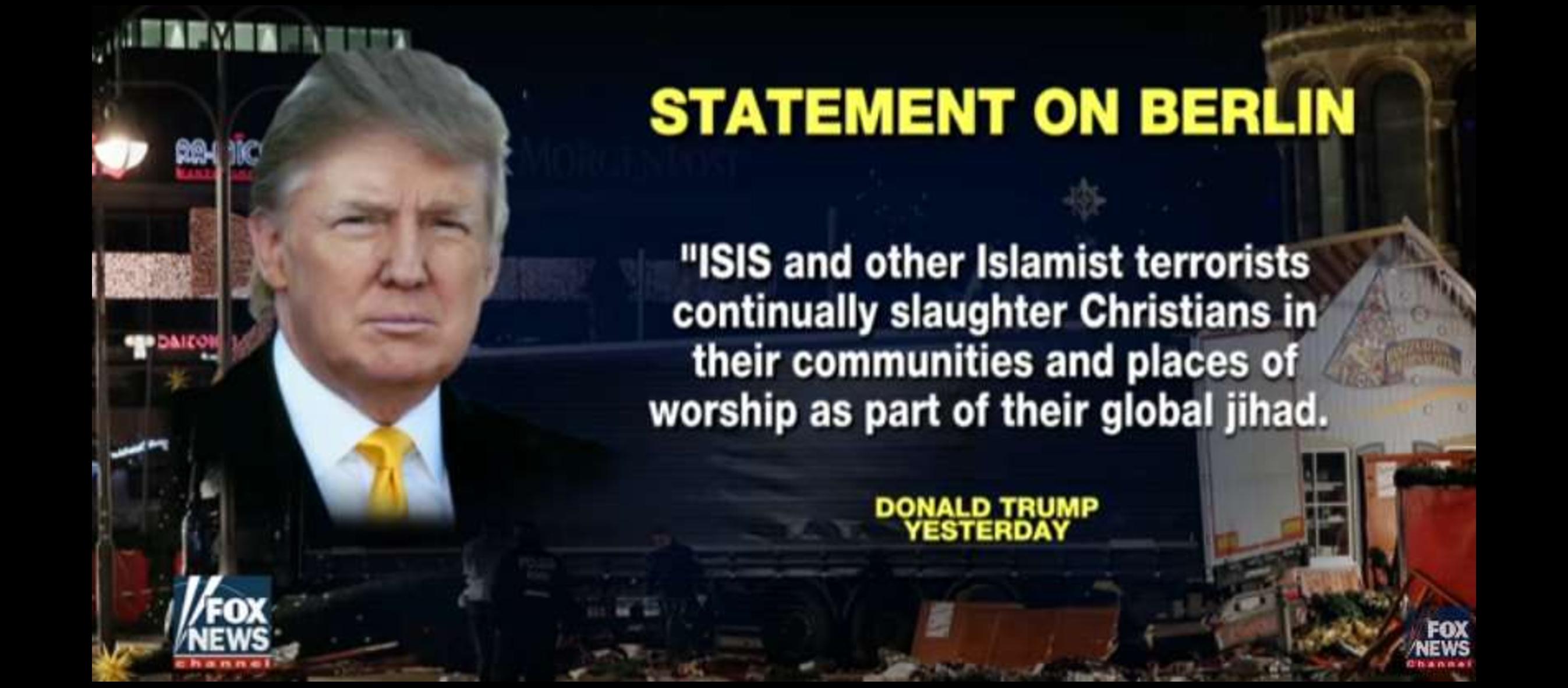 WATCH: “Islamists…continually slaughter Christians,” says Trump