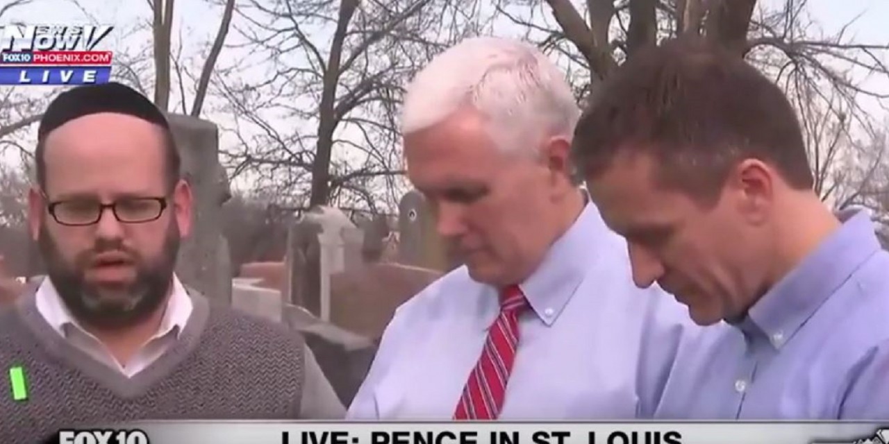 WATCH: Vice President Pence makes surprise visit to vandalised Jewish cemetery – helps in clean-up and prays with Jewish community