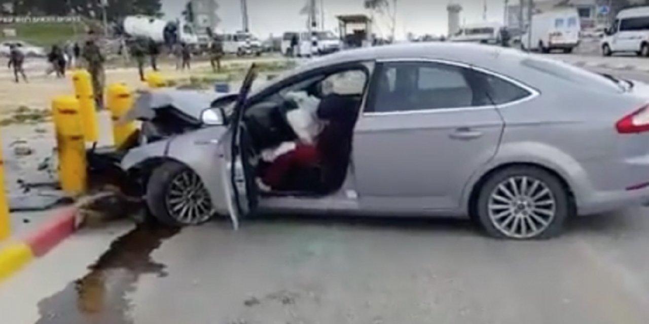 Female Palestinian terrorist shot after car-ramming into Israeli soldiers