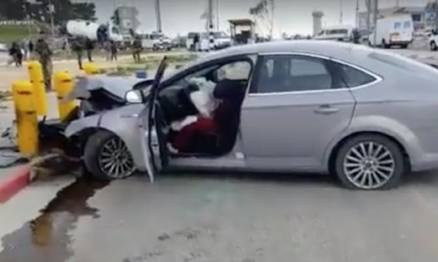 Female Palestinian terrorist shot after car-ramming into Israeli soldiers