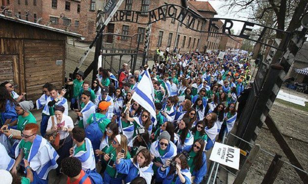 Thousands of Jewish young people march at Auschwitz for March of the Living