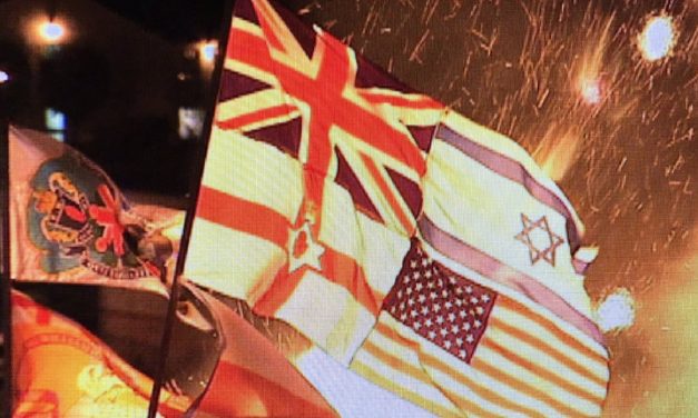 Israel flags and poppy wreaths burned in Irish Republican bonfire in Londonderry