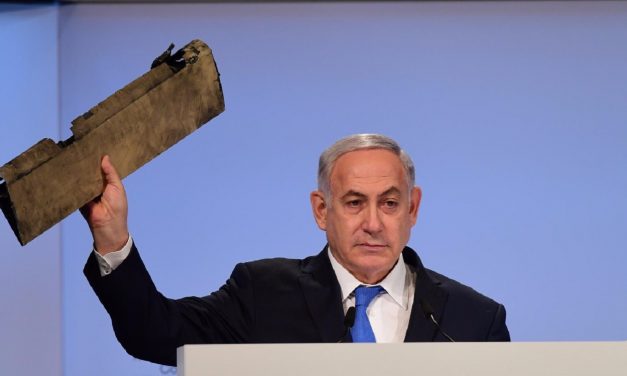 Netanyahu with piece of Iranian drone: “Mr Zarif, do you recognise this?”
