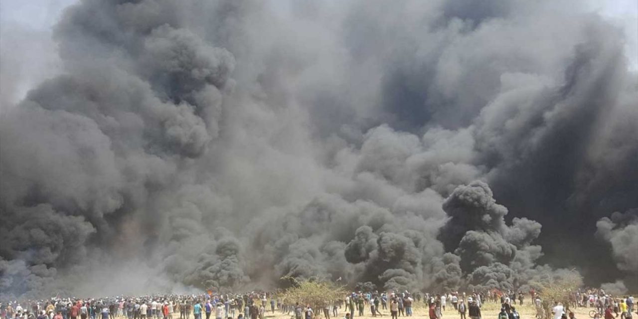 Thousands of Palestinians light huge fires in Hamas-led riots at Israel’s border