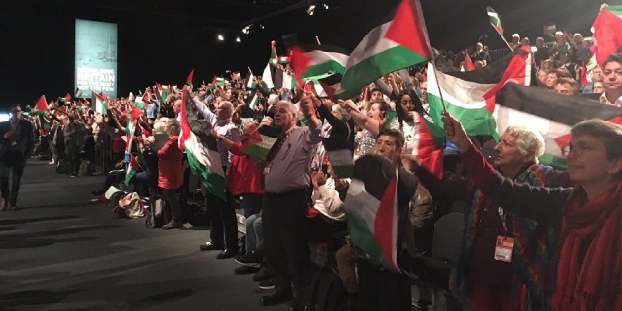 Hundreds fly Palestinian flags at Labour conference… and not a British flag in sight