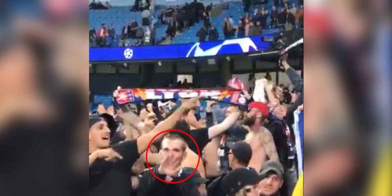 Lyon football club vows lifetime ban for fan filmed performing Nazi salute in Manchester