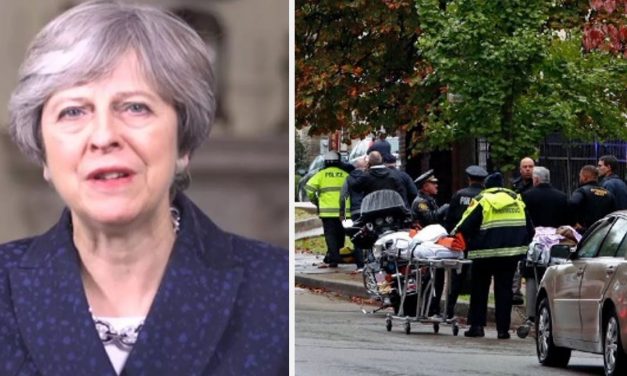 Theresa May condemns “sickening and cowardly” shooting at Pittsburgh synagogue