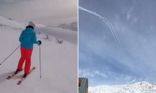 WATCH: Ski tourist films Iranian missile on headcam