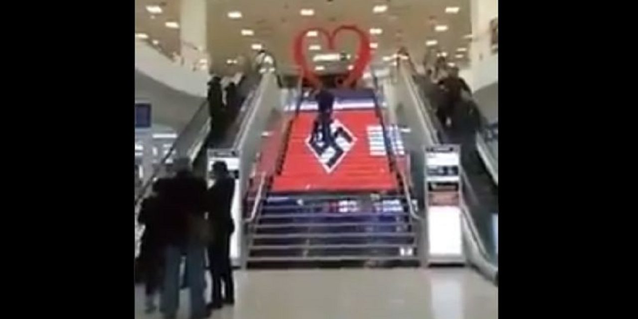 Ukraine shopping centre apologises after huge Nazi flag displayed