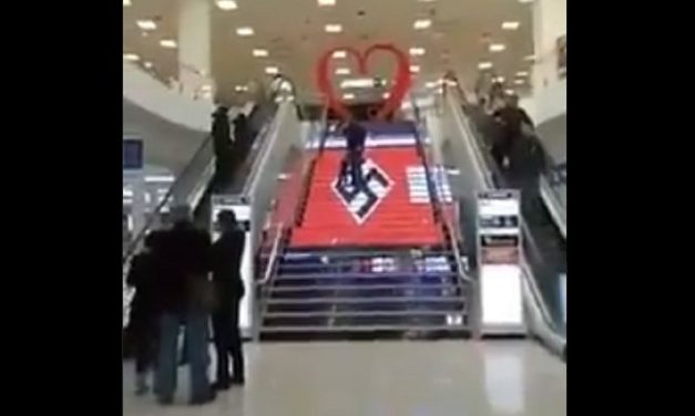 Ukraine shopping centre apologises after huge Nazi flag displayed