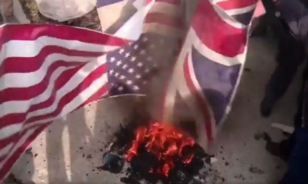 British flags burned by pro-regime protesters in Tehran as Labour leadership sides with UK’s enemies
