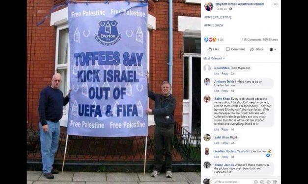Everton FC to investigate anti-Israel banner and misuse of club emblem