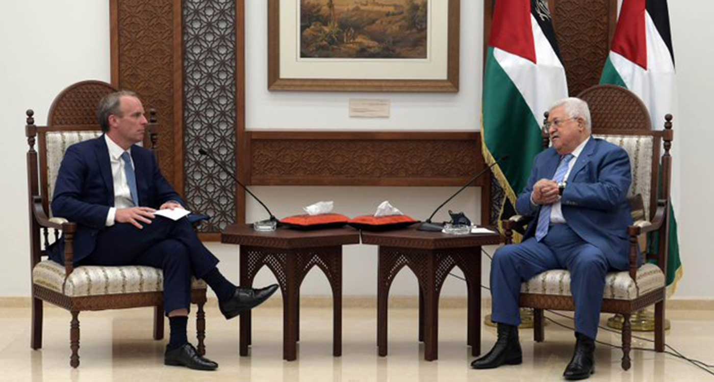 Dominic Raab meets Abbas, urges peace and UK gives £2.7 million to help ...