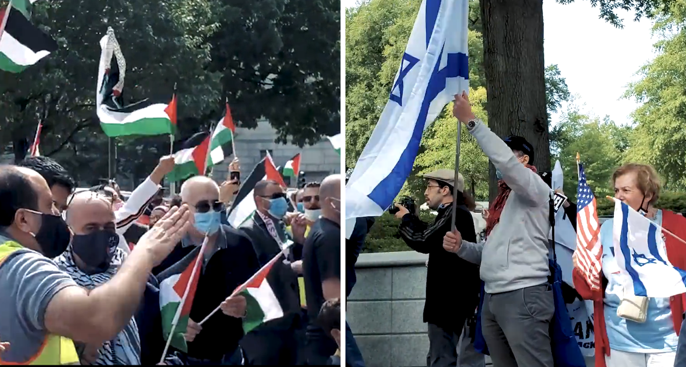 Pro-Palestinian protesters try to intimidate pro-Israel supporters