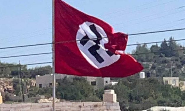 Palestinians fly Nazi flag near Hebron; IDF soldier shoots it down