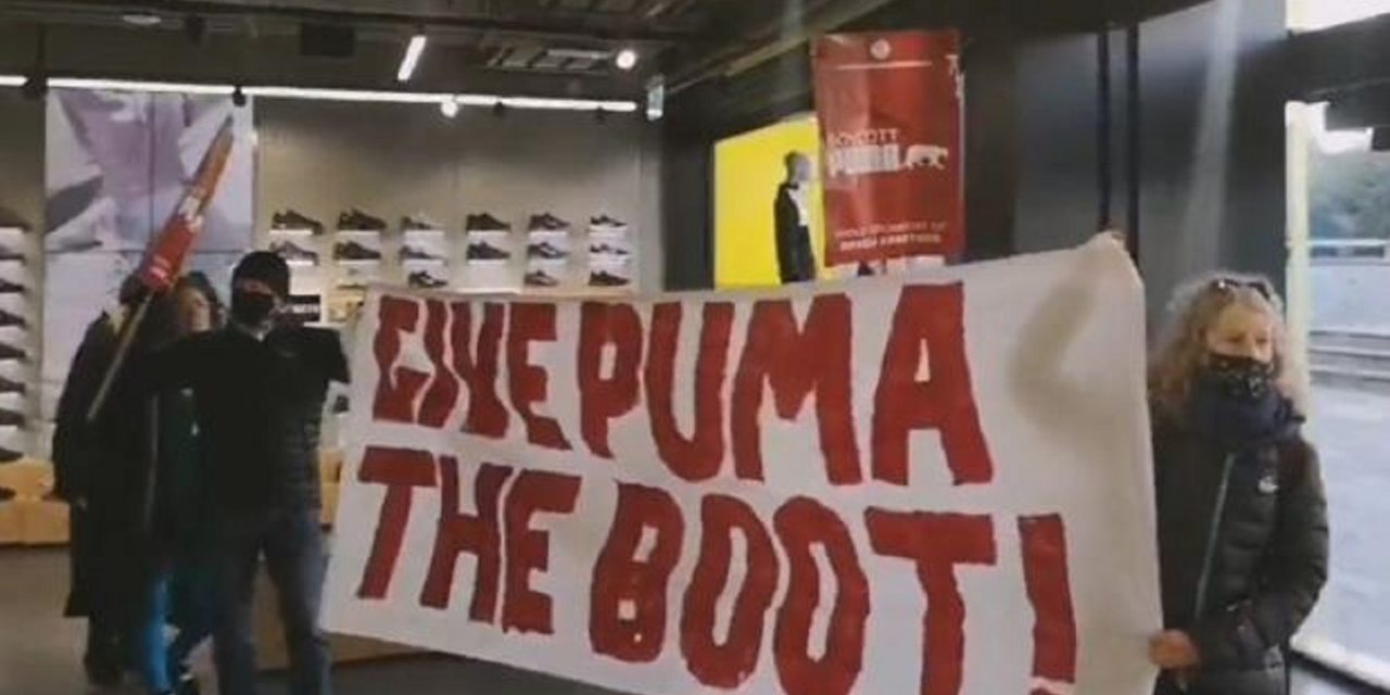Pro-Palestinian protesters storm sports store over Puma’s link to Israeli football team