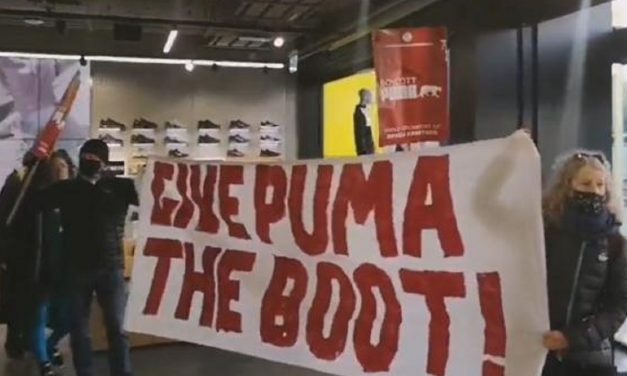 Pro-Palestinian protesters storm sports store over Puma’s link to Israeli football team