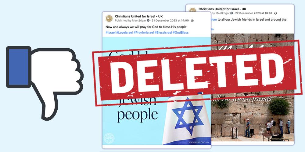 Facebook shamefully removes Shabbat and pro-Jewish images from CUFI’s UK page