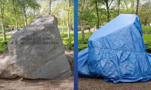 Tarpaulin over London’s Holocaust memorial: ‘Antisemitism should never be covered up’